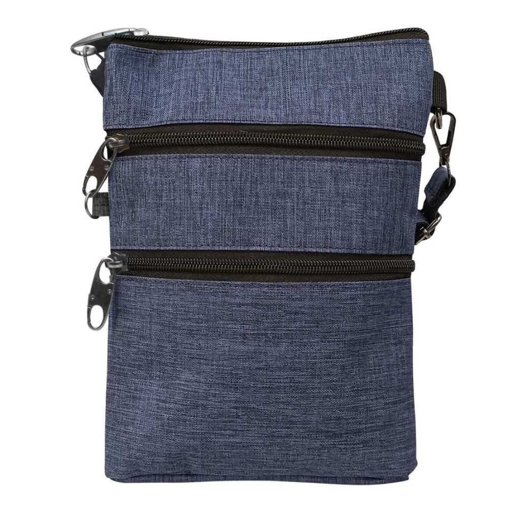 NUPOUCH Anti-Theft 3 Zipper Crossbody Navy NWOT